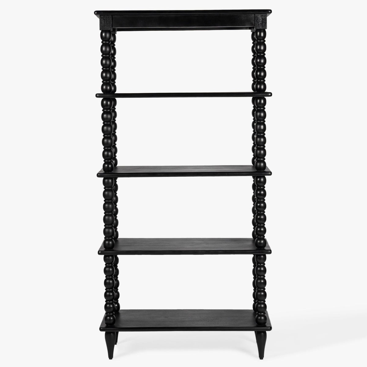 Front view of the Co. House Designs Spindle Black Tall Bookcase