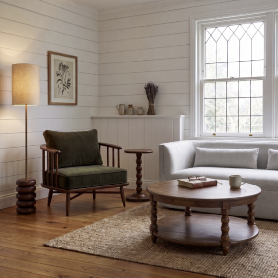 Co. House Designs Spindle Velvet Balsam Armchair