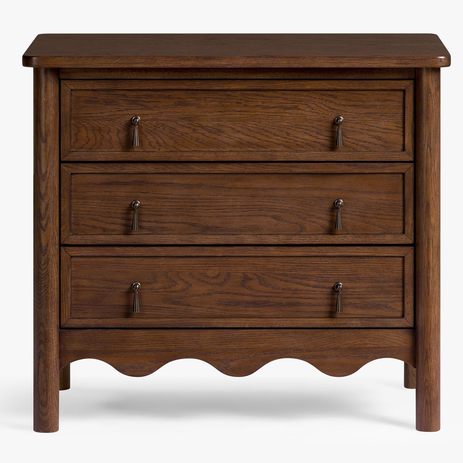 Co. House Designs Onda 3-Drawer Oak Walnut Nightstand
