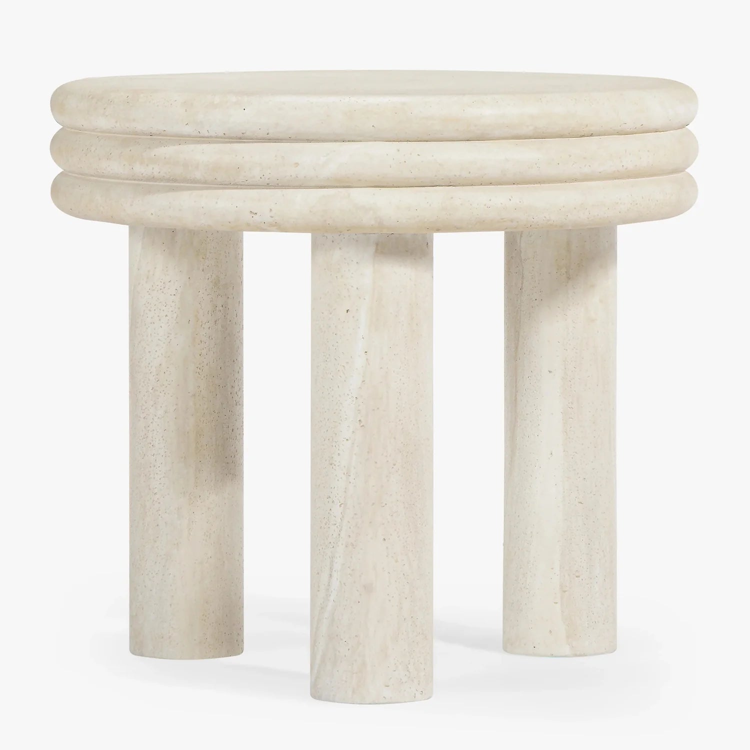 Button Atelier x Co. House Designs Roma Light Travertine End Table Set of 2