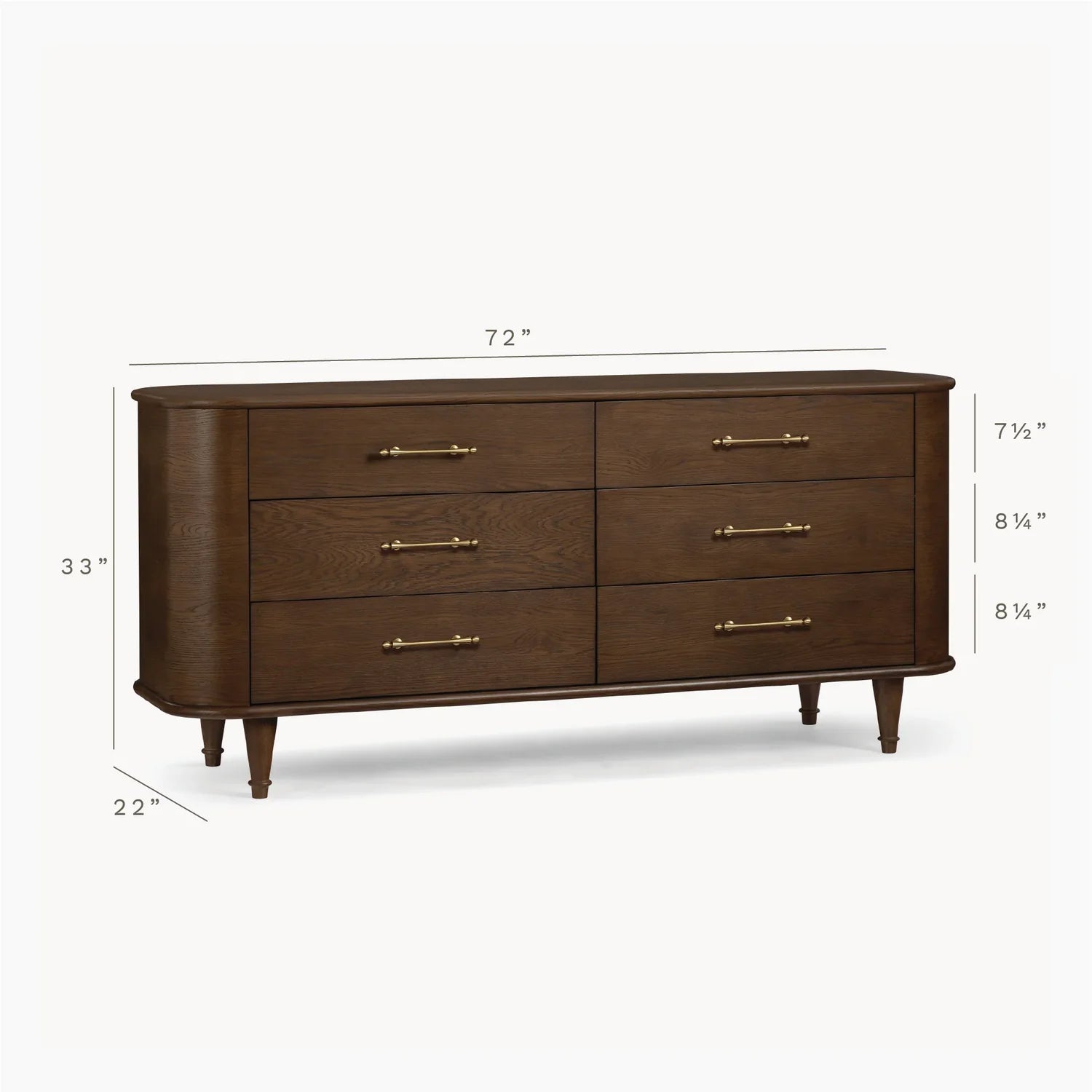 Button Atelier x Co. House Designs Jonathan 6-Drawer Oak Dark Walnut Dresser