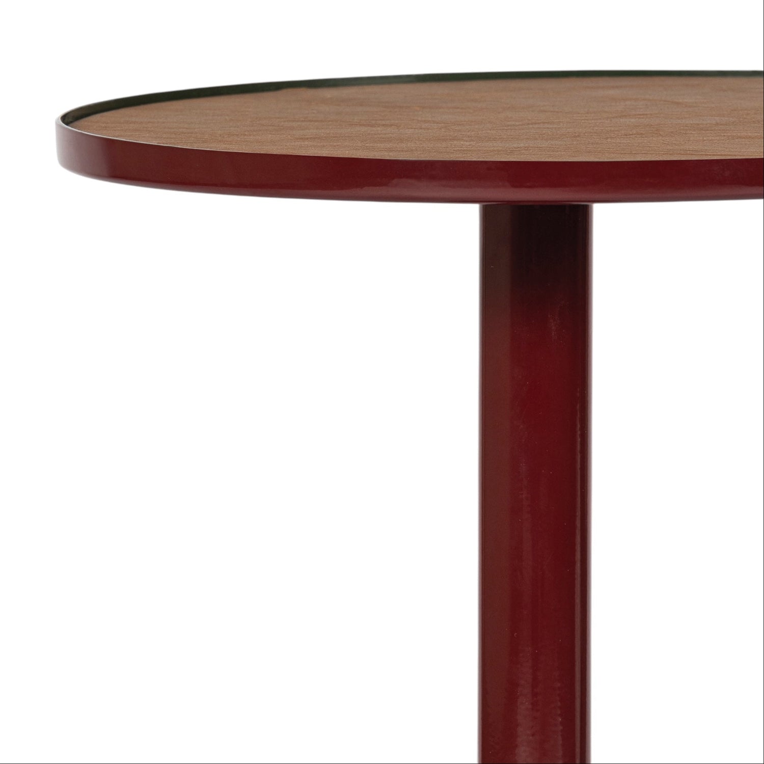 Co. House Designs Calder Leather Ruby Red Drink Table