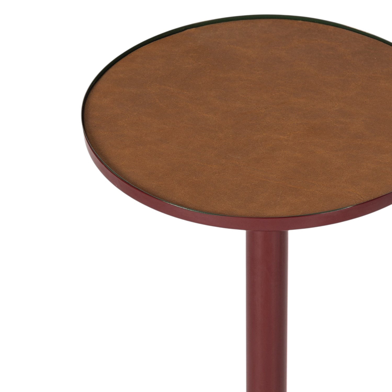 Co. House Designs Calder Leather Ruby Red Drink Table