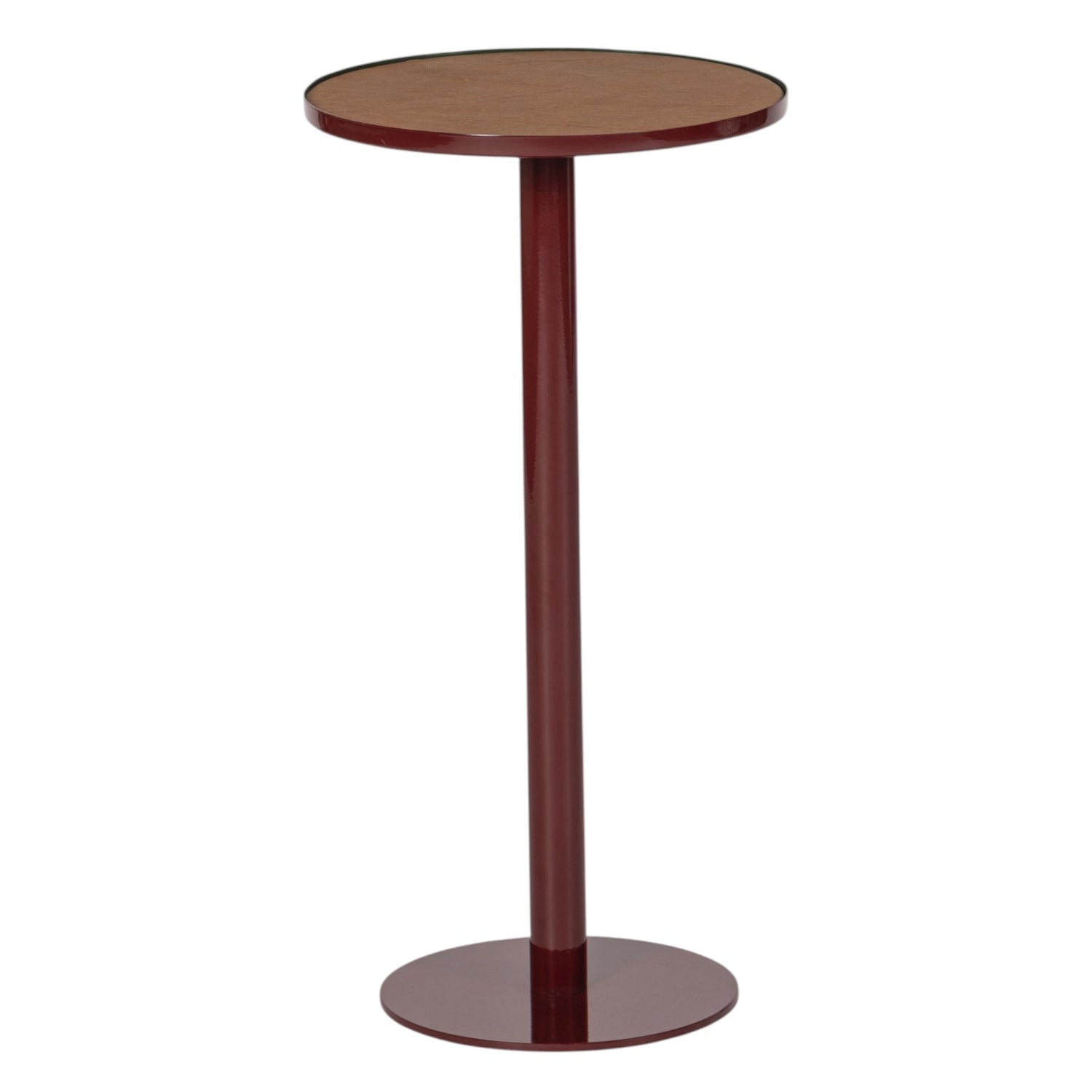 Co. House Designs Calder Leather Ruby Red Drink Table