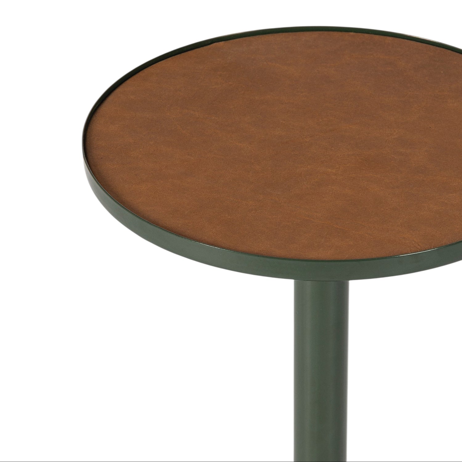 Co. House Designs Calder Leather Olive Green Drink Table