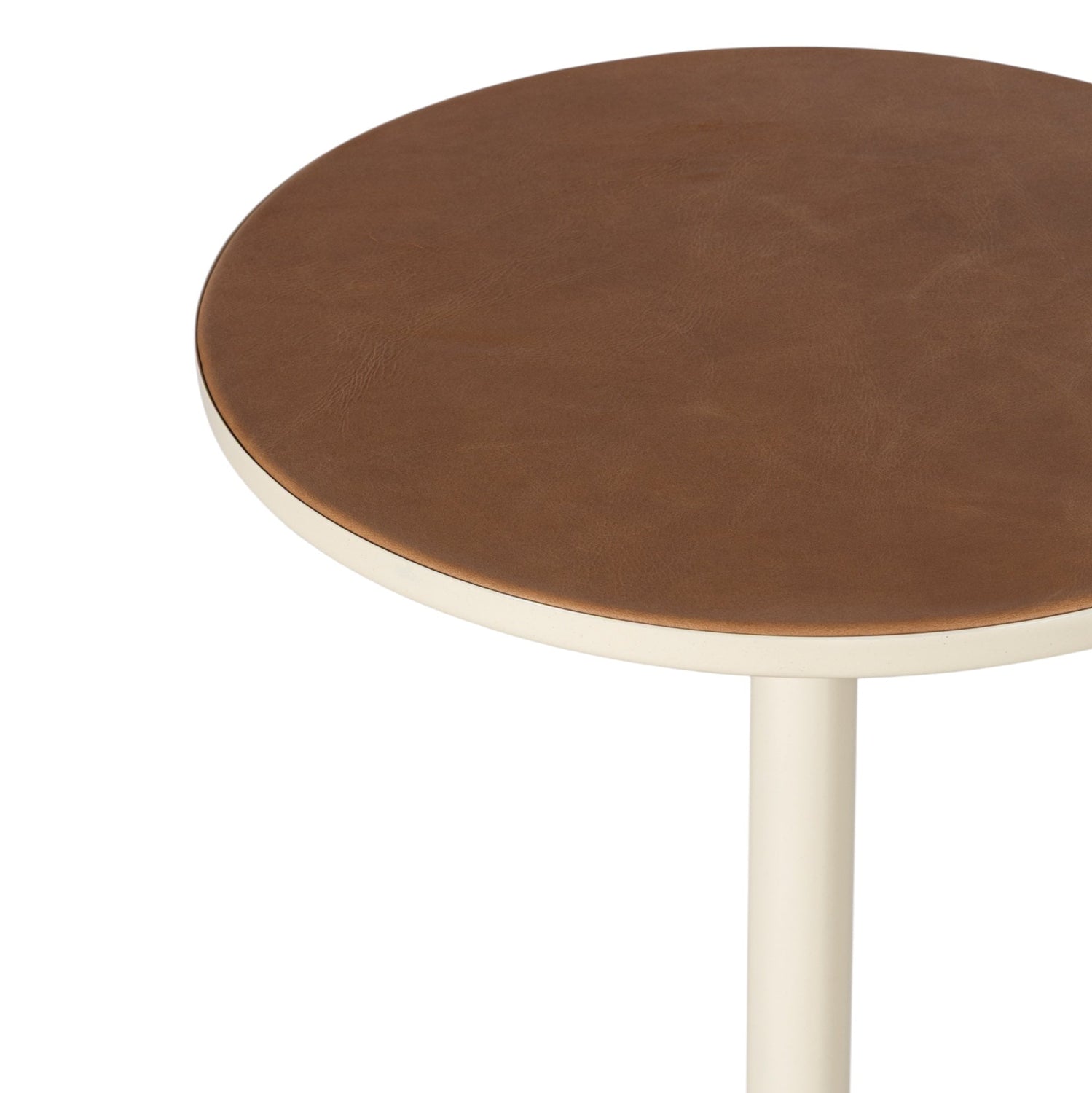 Co. House Designs Calder Leather Ivory Side Table