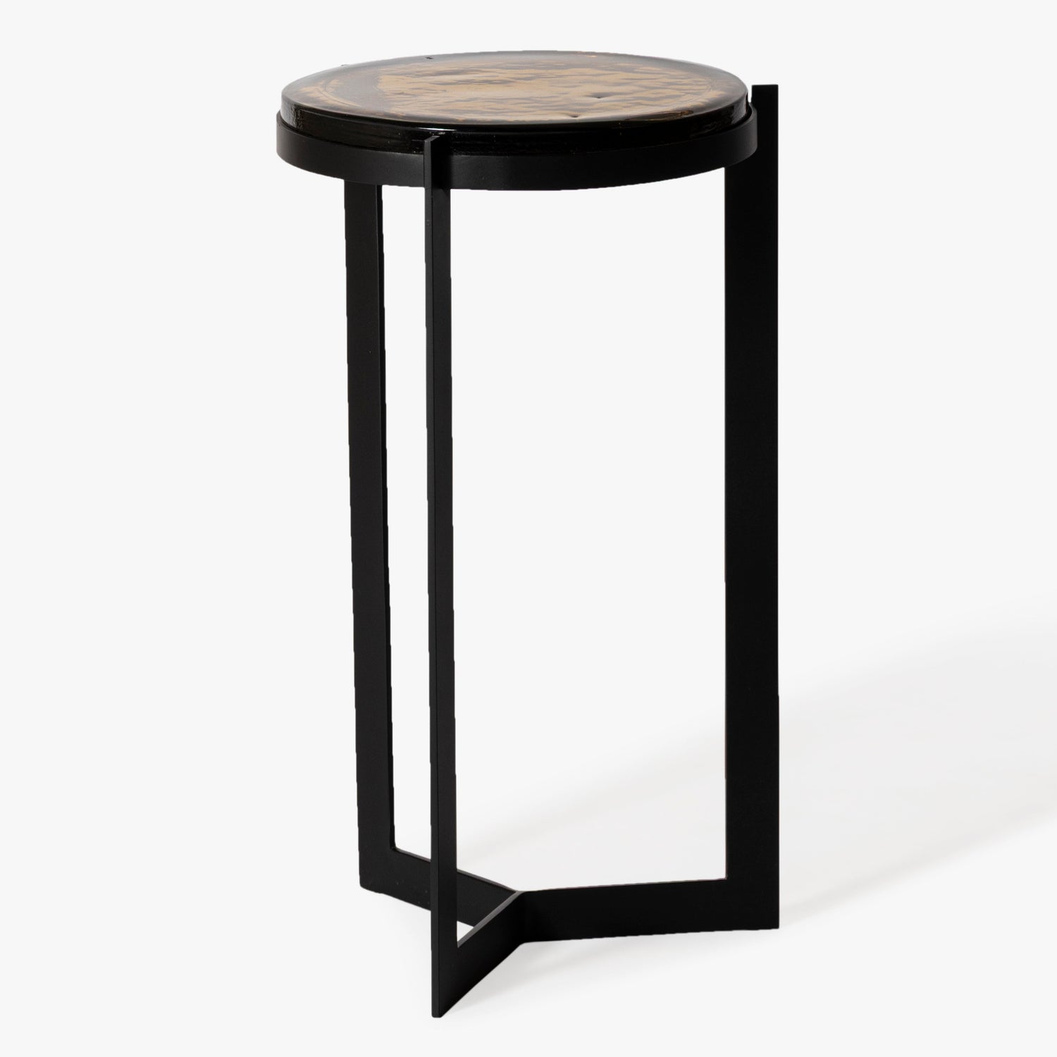 Co. House Designs Bowden Amber Glass Black Side Table