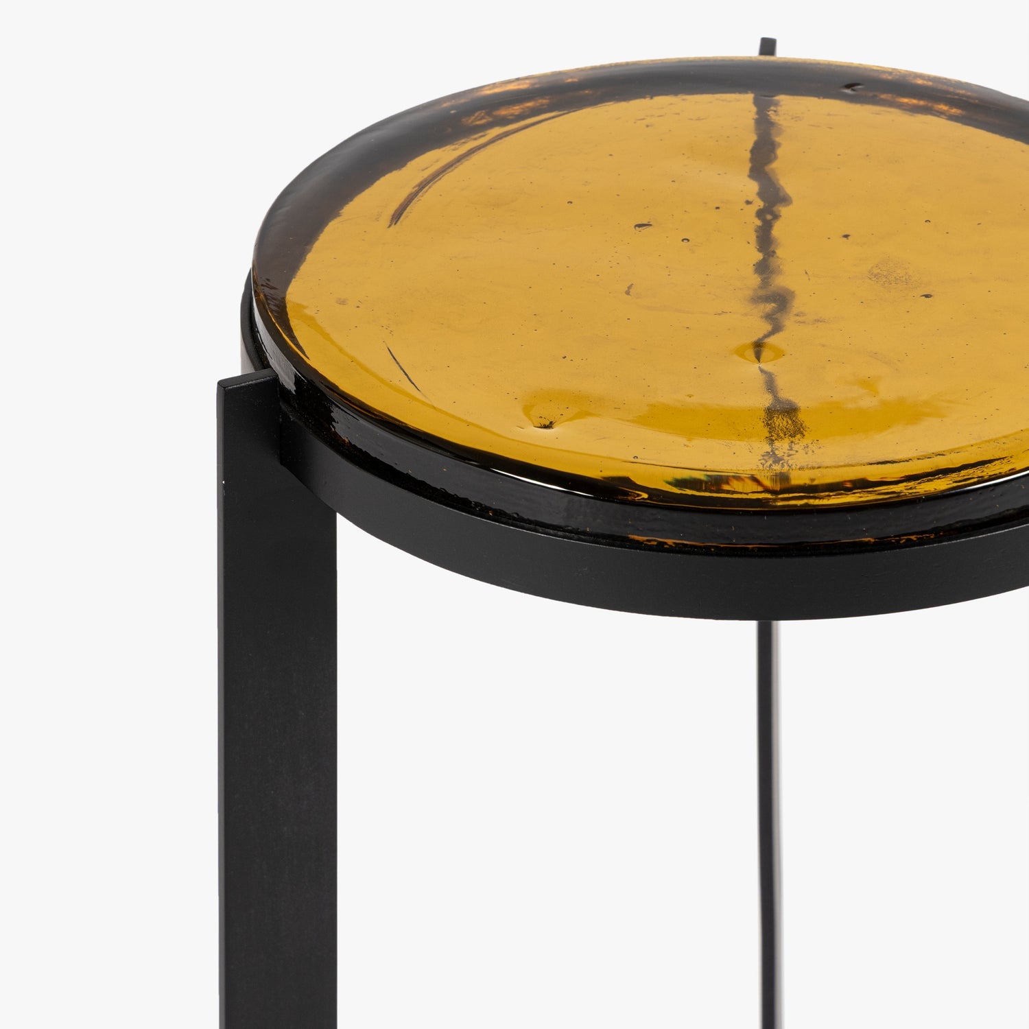 Co. House Designs Bowden Amber Glass Black Side Table
