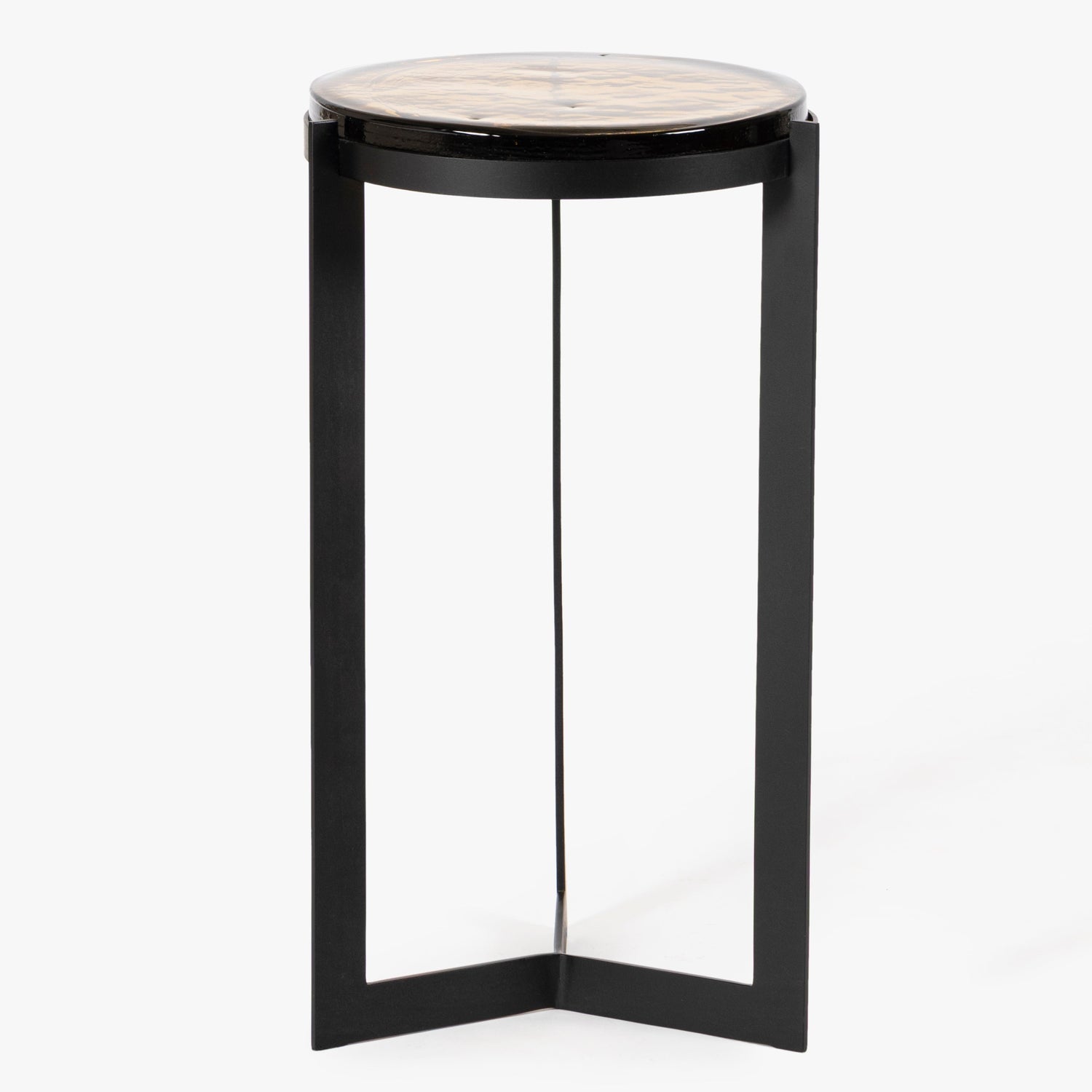 Co. House Designs Bowden Amber Glass Black Side Table
