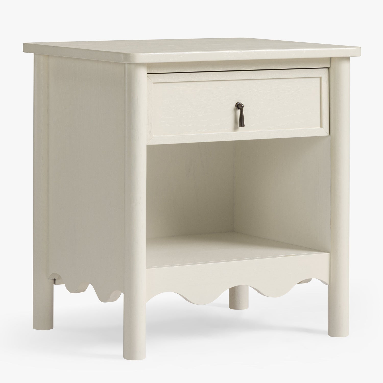 Co. House Designs Onda Cream Oak 1-Drawer Nightstand Set of 2