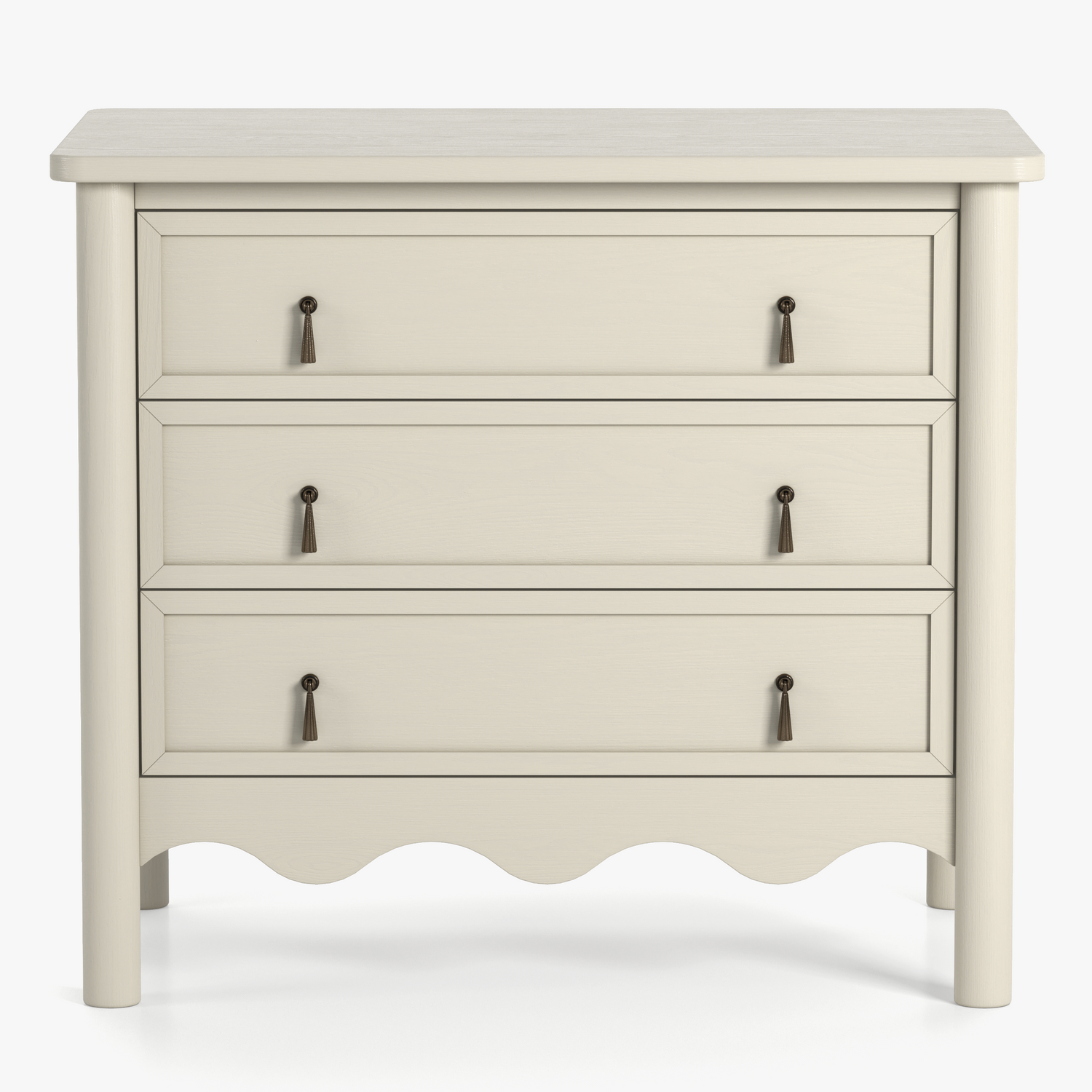 Co. House Designs Onda Cream Oak 3-Drawer Nightstand
