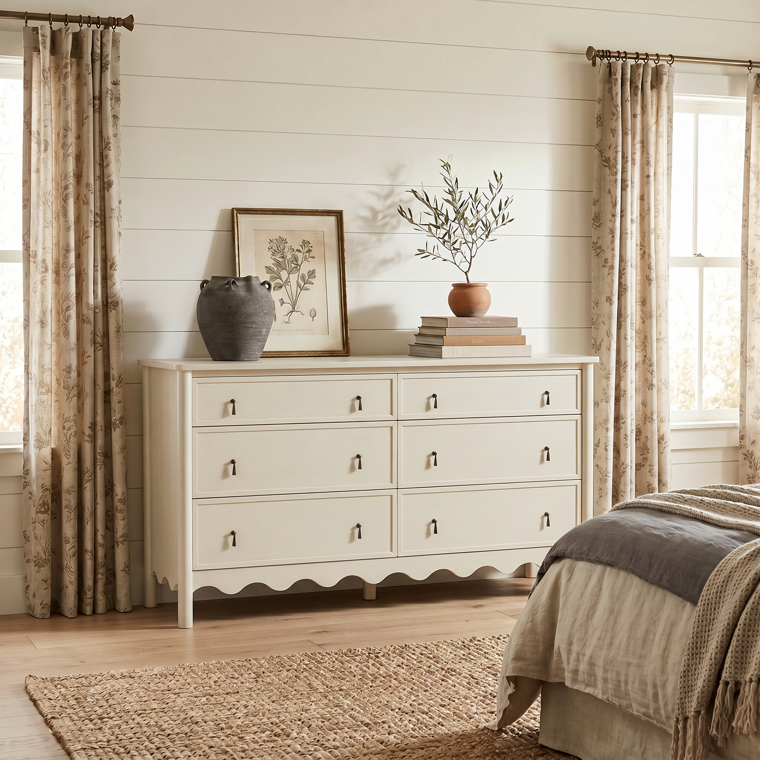 Co. House Designs Onda Cream Oak 6-Drawer Dresser