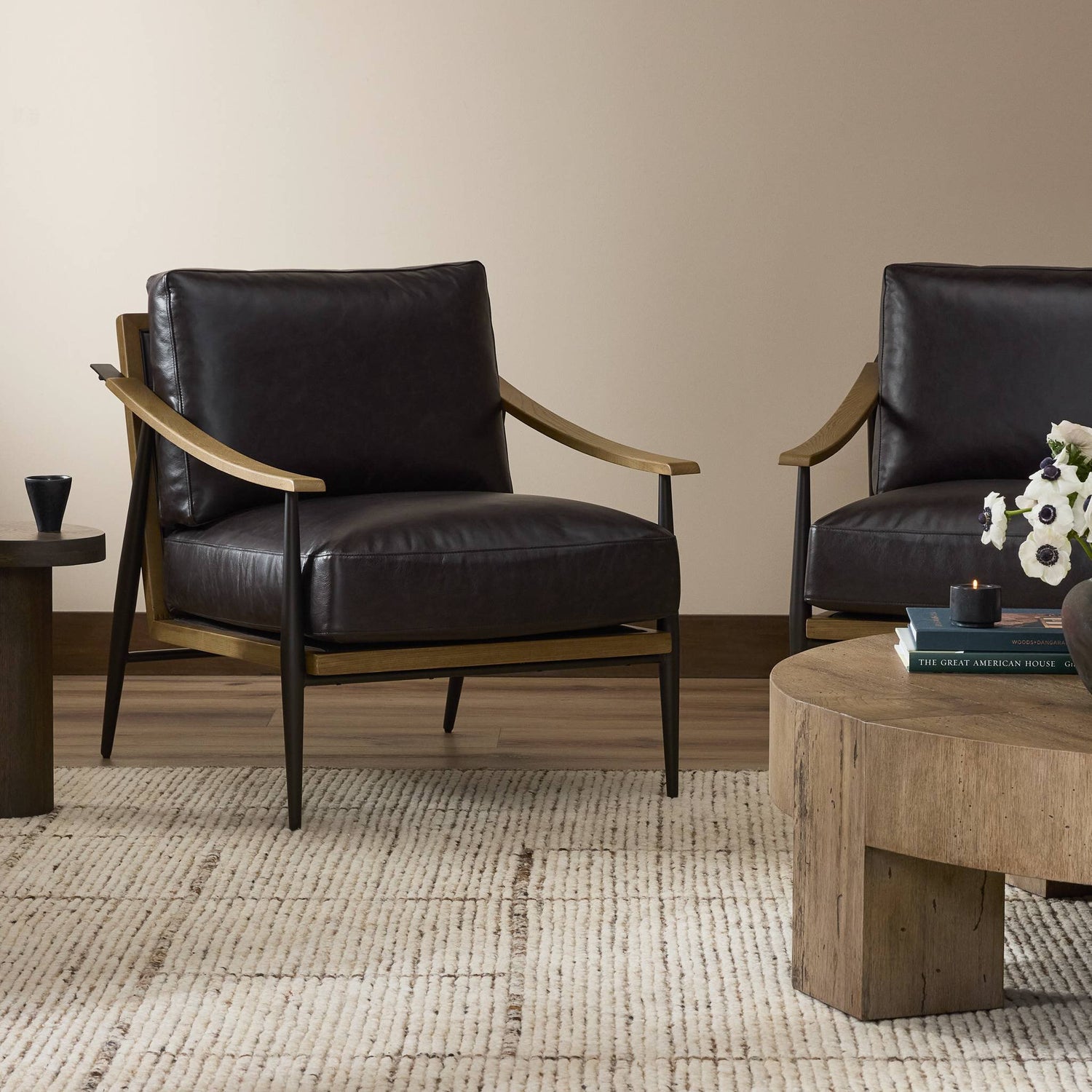 Four Hands Kennedy Sonoma Black Chair in a styled room setting