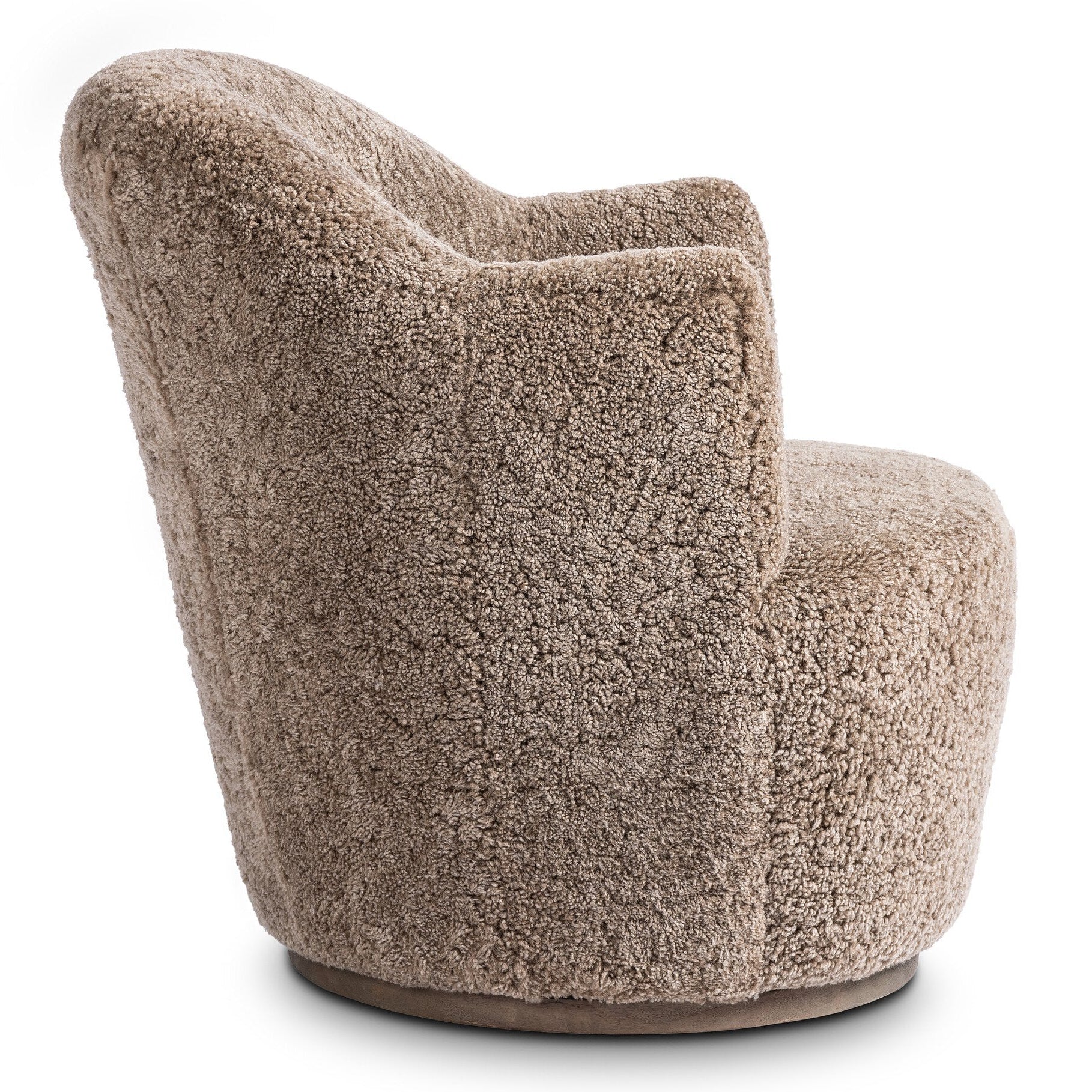 Four Hands Aurora Taupe Shearling Swivel Chair - side view