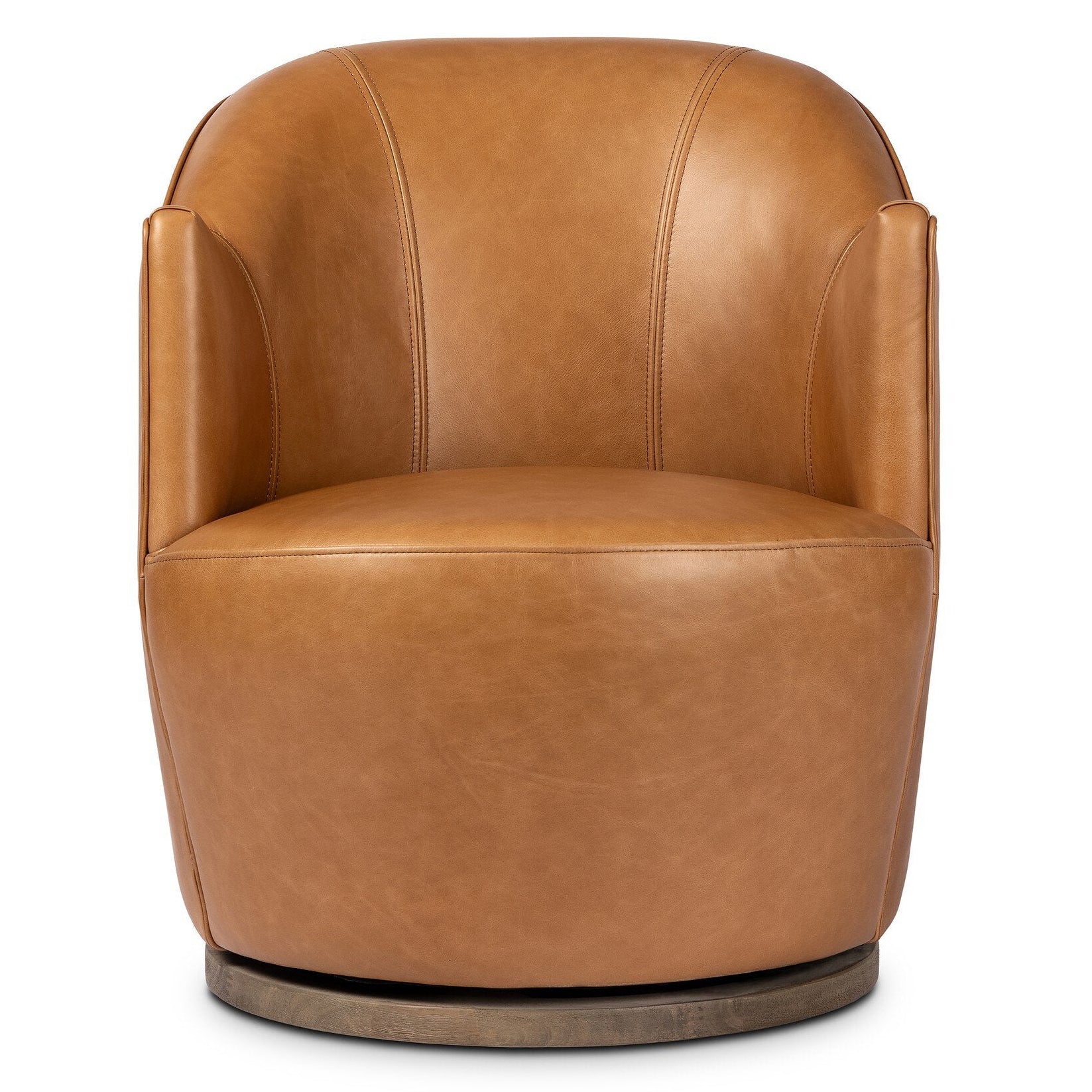 Four Hands Aurora Sonoma Butterscotch Swivel Chair - front view