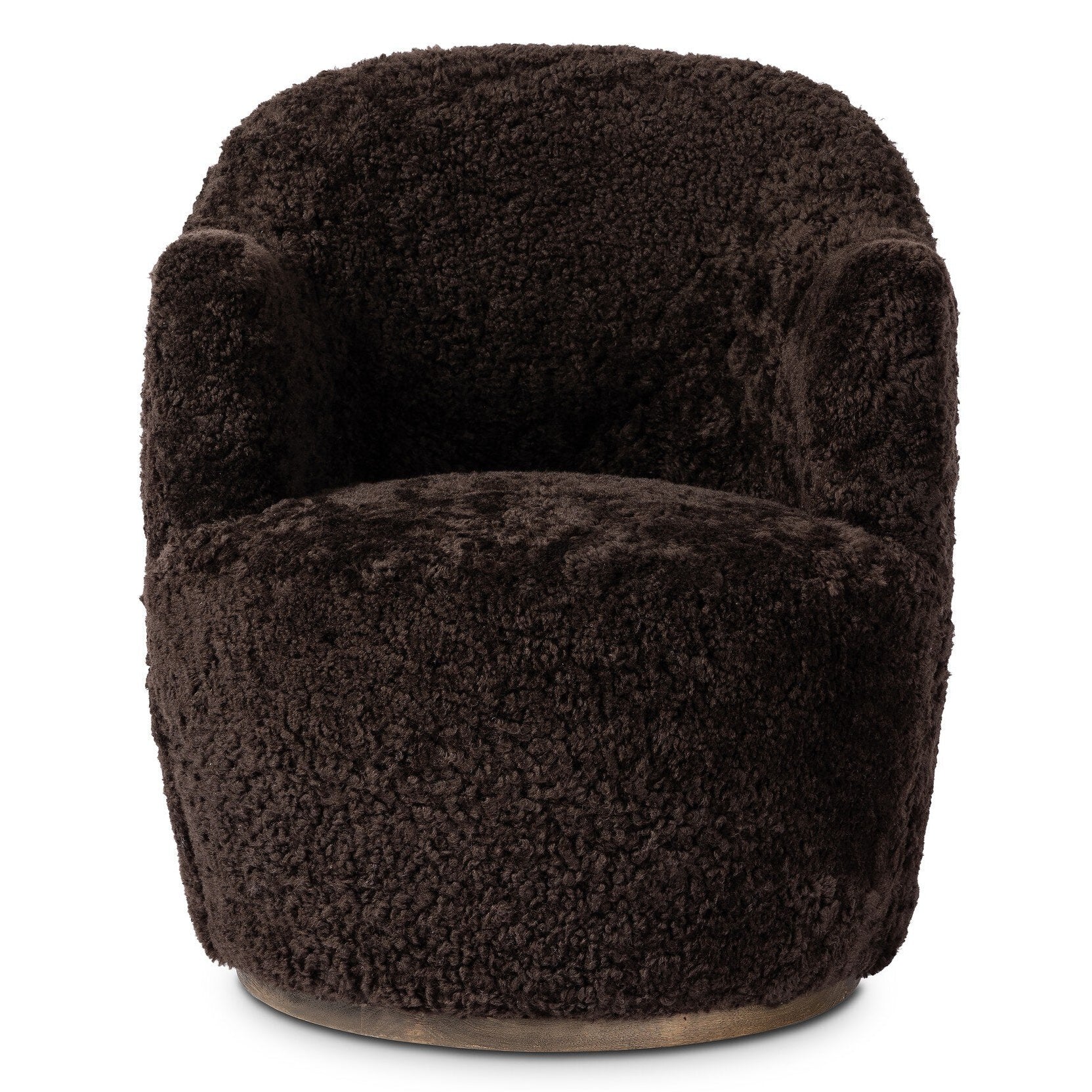 Four Hands Aurora Cocoa Shearling Swivel Chair - front view