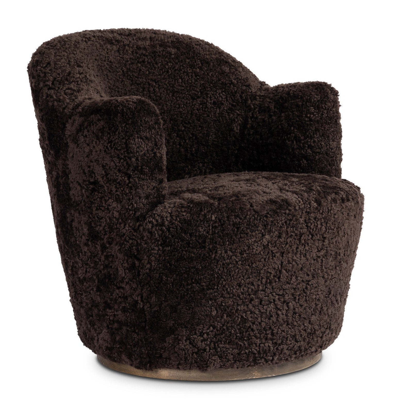 Four Hands Aurora Cocoa Shearling Swivel Chair - styled view