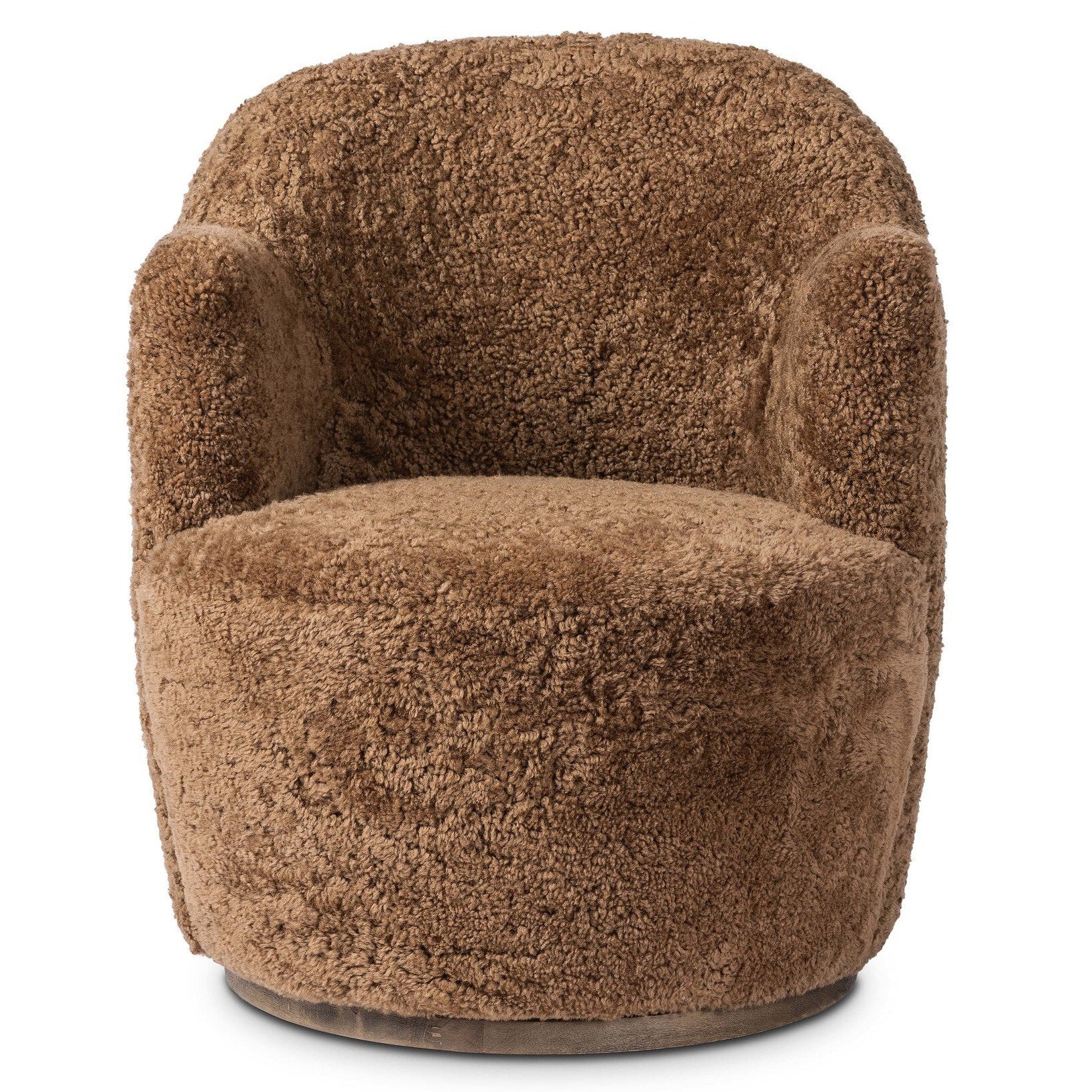 Four Hands Aurora Amber Shearling Swivel Chair - front view