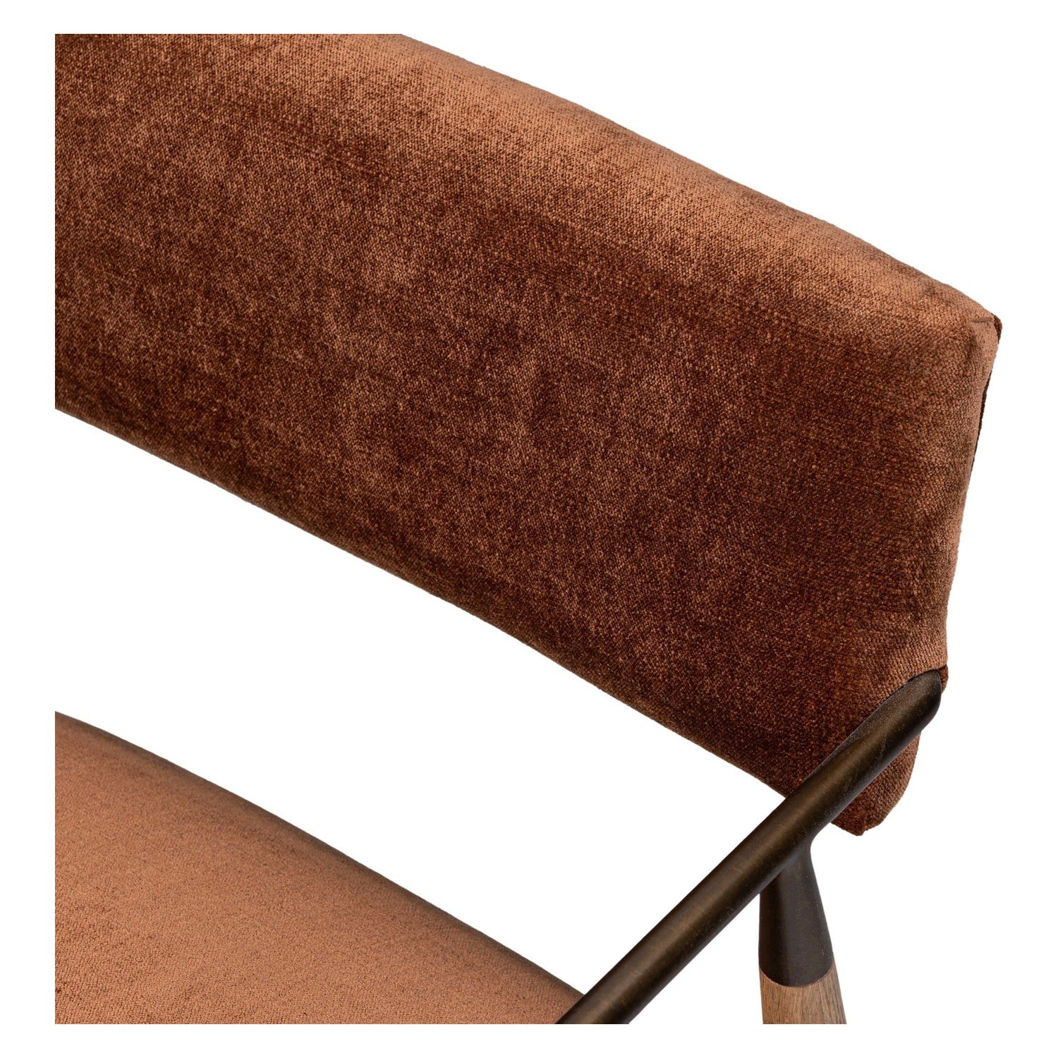 Four Hands Waldon Altair Sienna Dining Chair Set of 2 on brushed brass iron frame, close-up detail of fabric, view 2