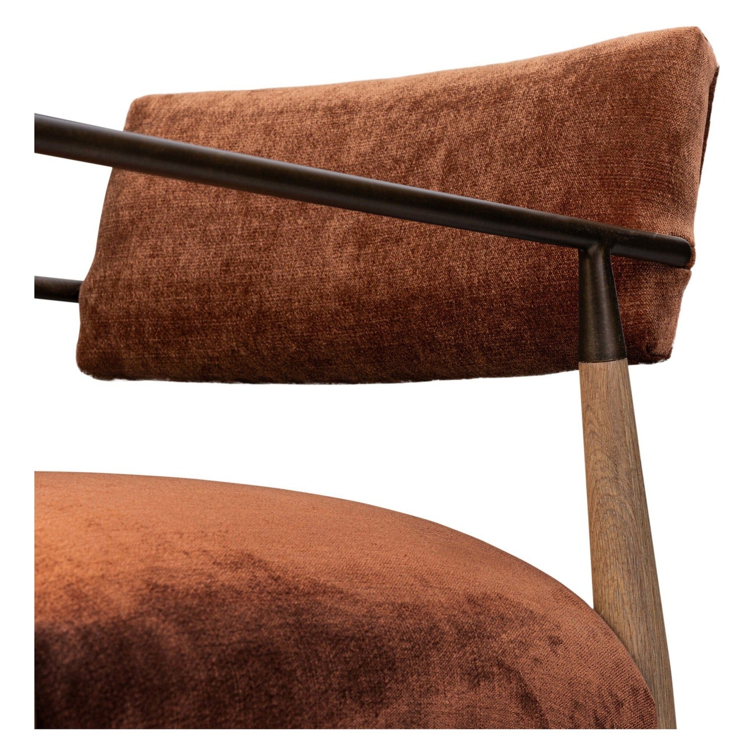 Four Hands Waldon Altair Sienna Dining Chair Set of 2 on brushed brass iron frame, close-up detail of fabric, view 1