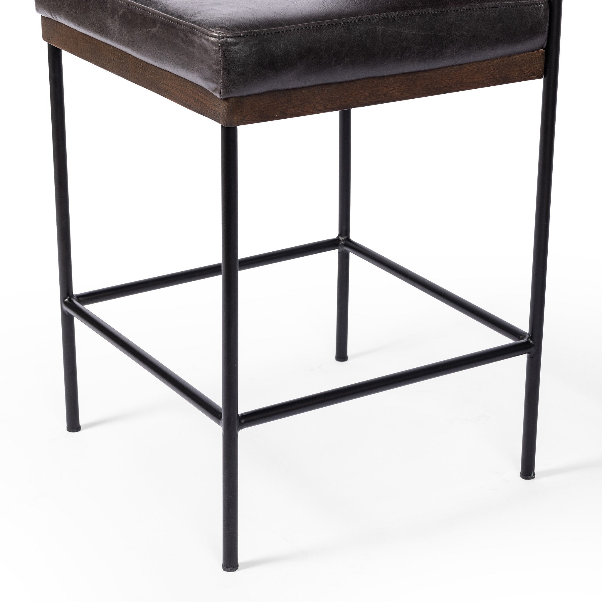 Four Hands Benton Sonoma Black Bar Stool material close-up