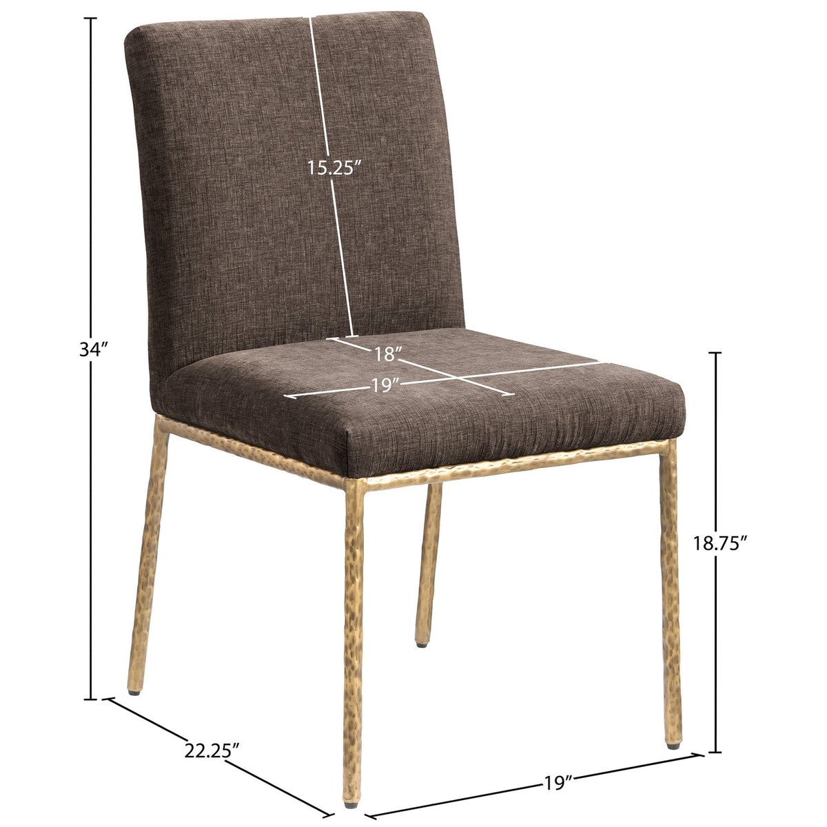 Reeves Brown Chenille Fabric Upholstered Dining Side Chair Set of 2
