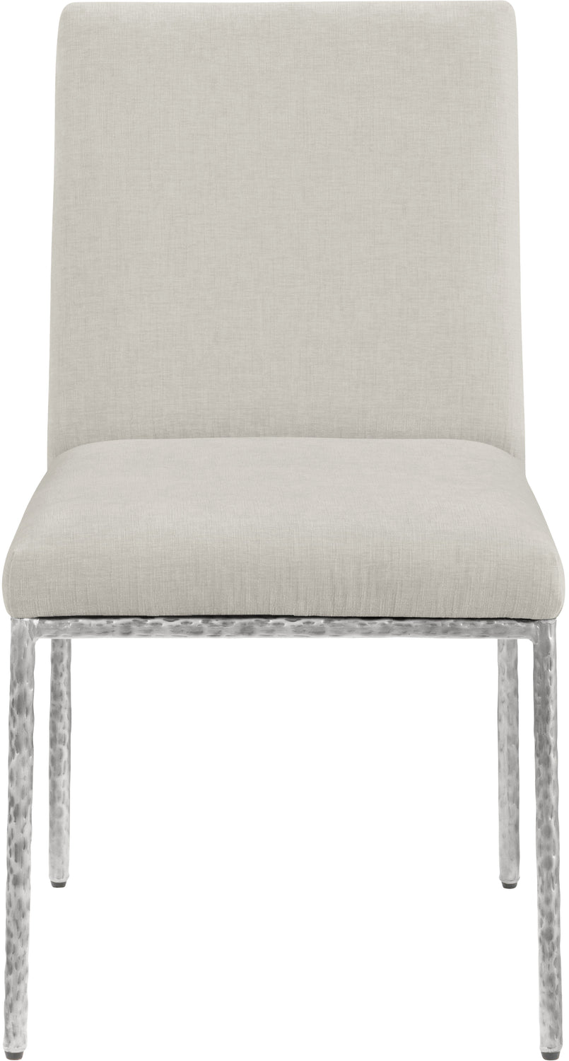 Reeves Cream Chenille Fabric Upholstered Dining Side Chair Set of 2