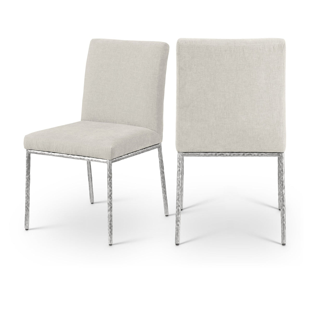 Reeves Cream Chenille Fabric Upholstered Dining Side Chair Set of 2