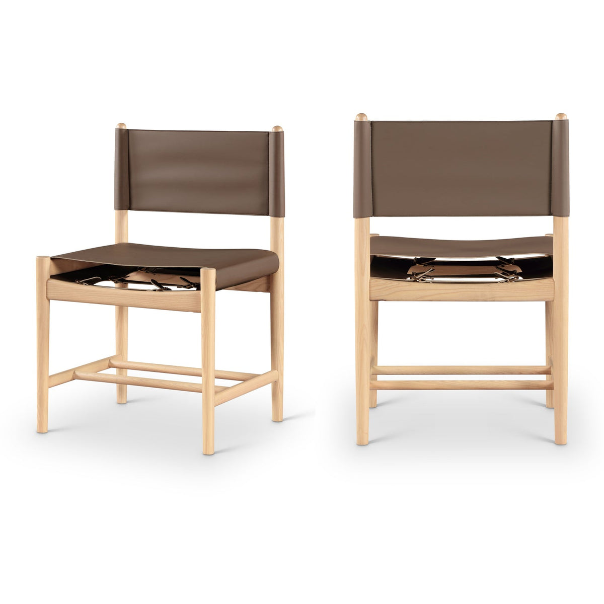 Rawlins Brown Vegan Leather Upholstered Dining Chair Set of 2