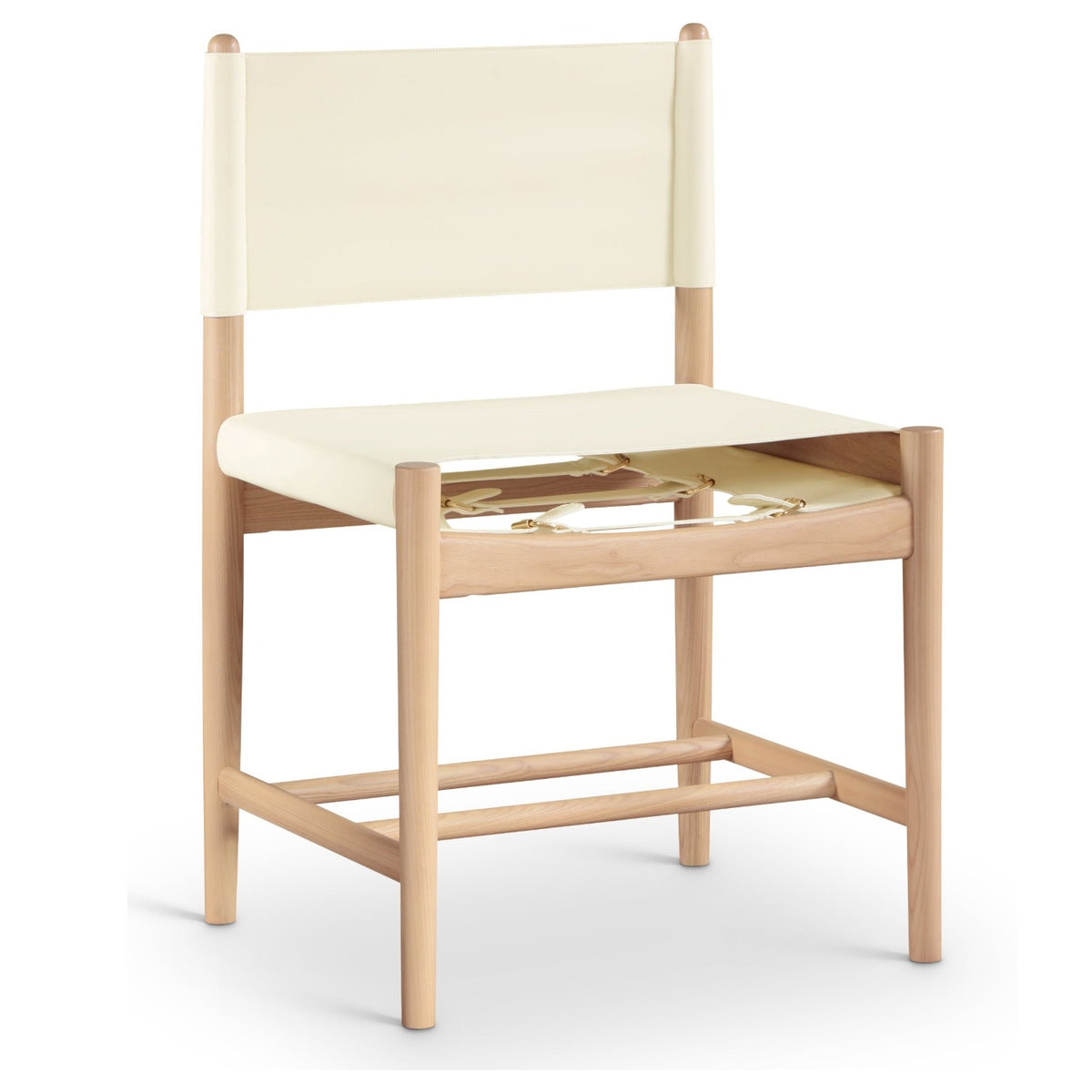 Rawlins Cream Vegan Leather Upholstered Dining Chair, Set of 2 in cream vegan leather, natural finish, primary product view