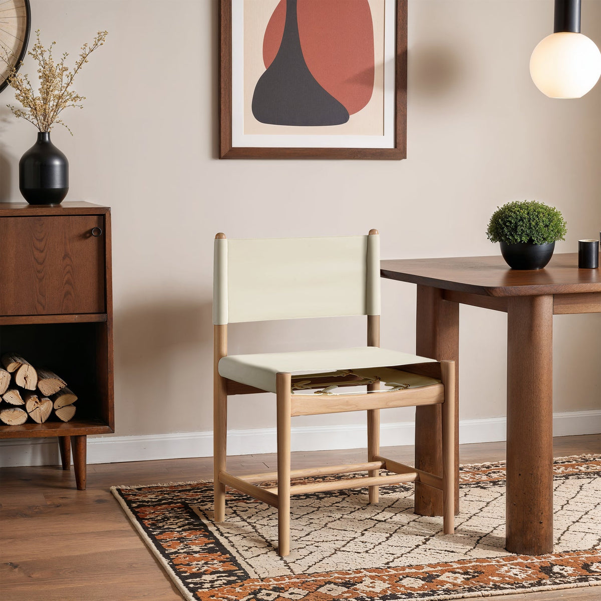 Rawlins Cream Vegan Leather Upholstered Dining Chair Set of 2