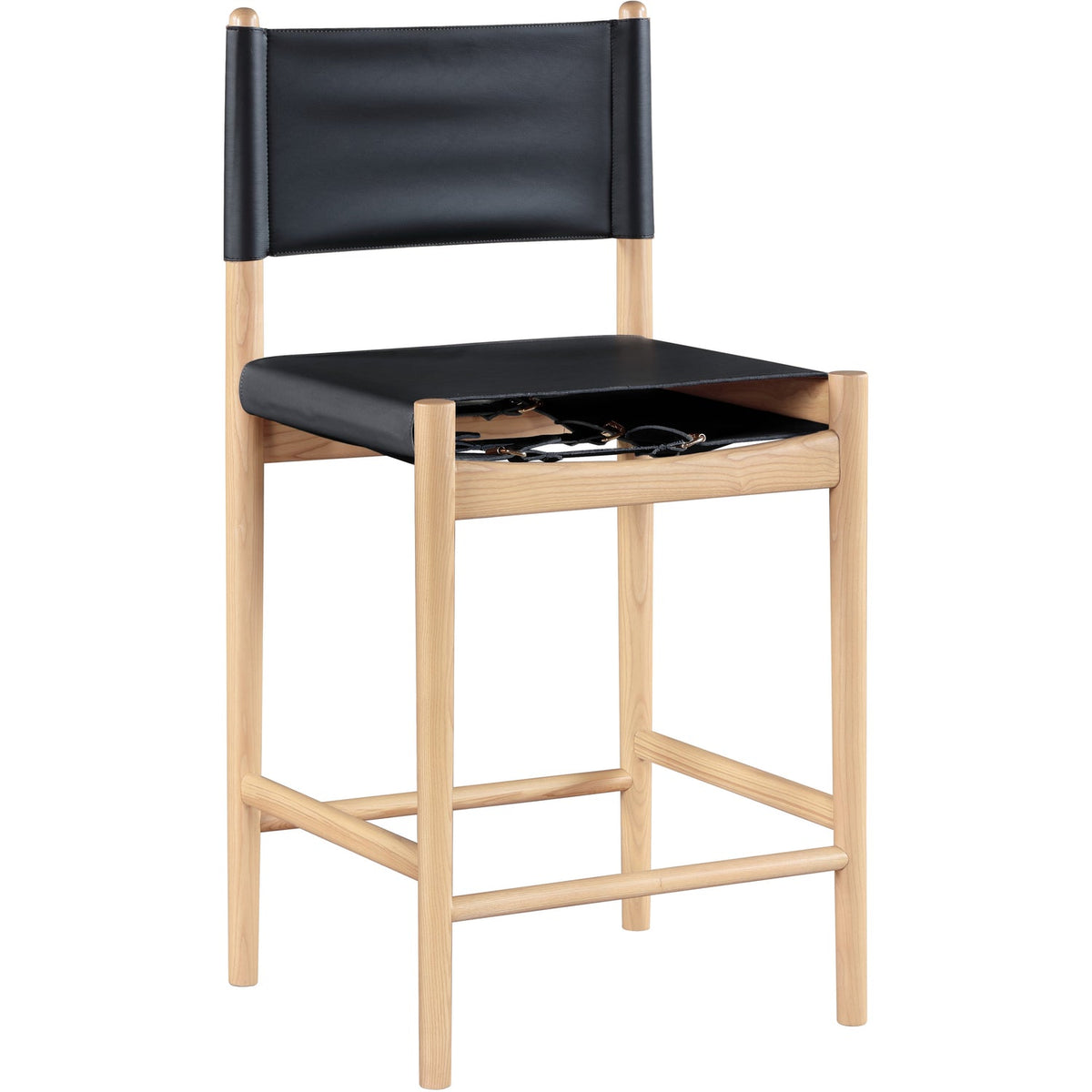 Rawlins Black Vegan Leather Upholstered Counter Stool Set of 2