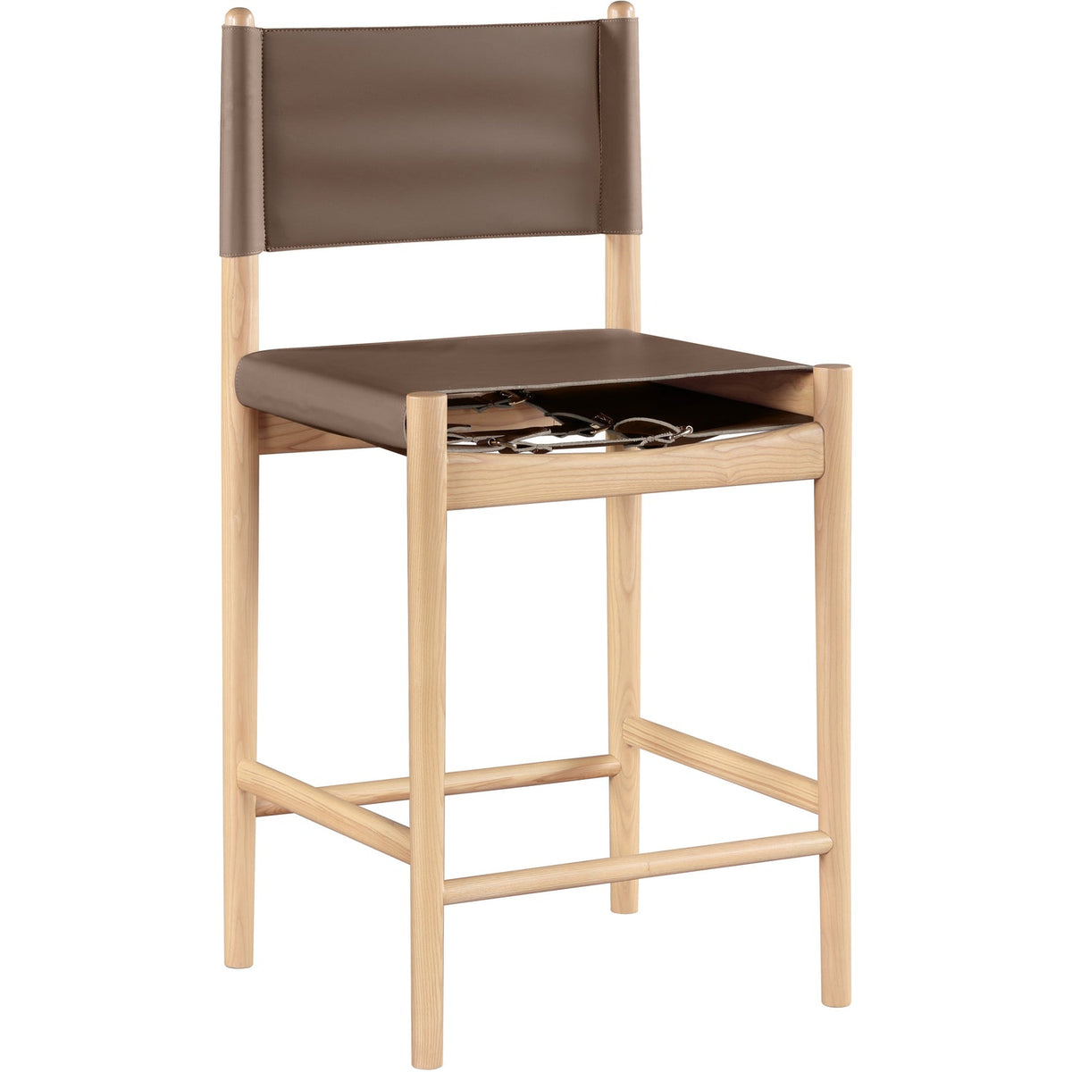 Rawlins Brown Vegan Leather Upholstered Counter Stool Set of 2