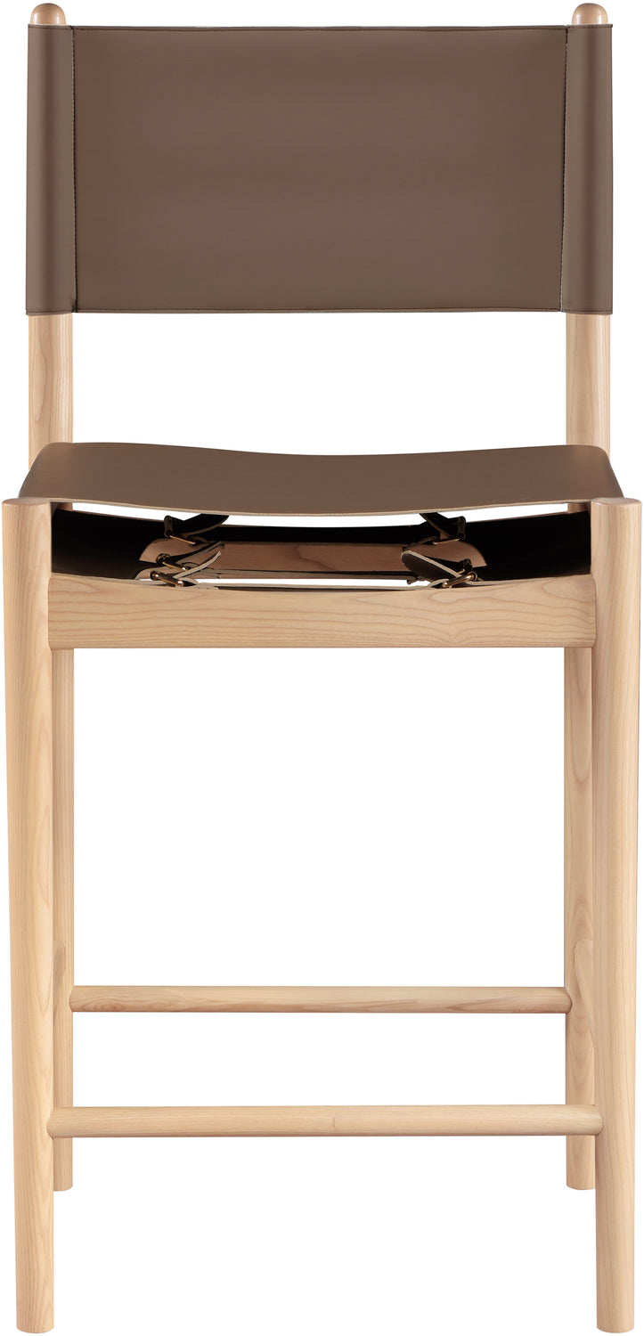 Rawlins Brown Vegan Leather Upholstered Counter Stool Set of 2