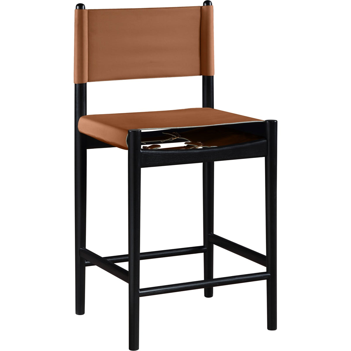 Rawlins Cognac Vegan Leather Upholstered Counter Stool Set of 2