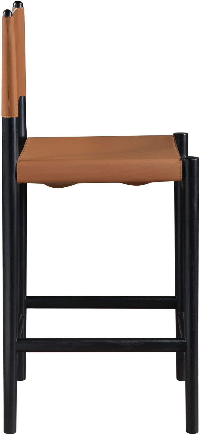 Rawlins Cognac Vegan Leather Upholstered Counter Stool Set of 2