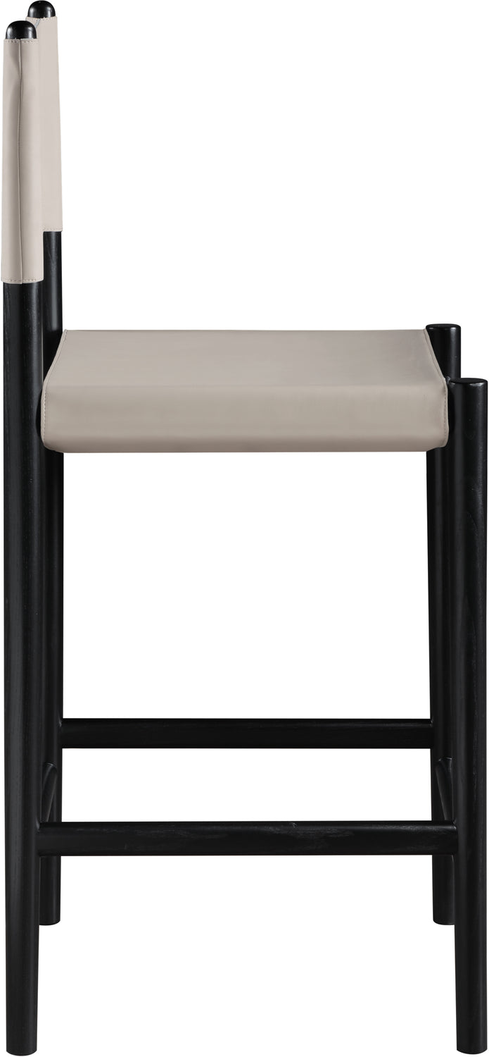 Rawlins Taupe Vegan Leather Upholstered Counter Stool Set of 2