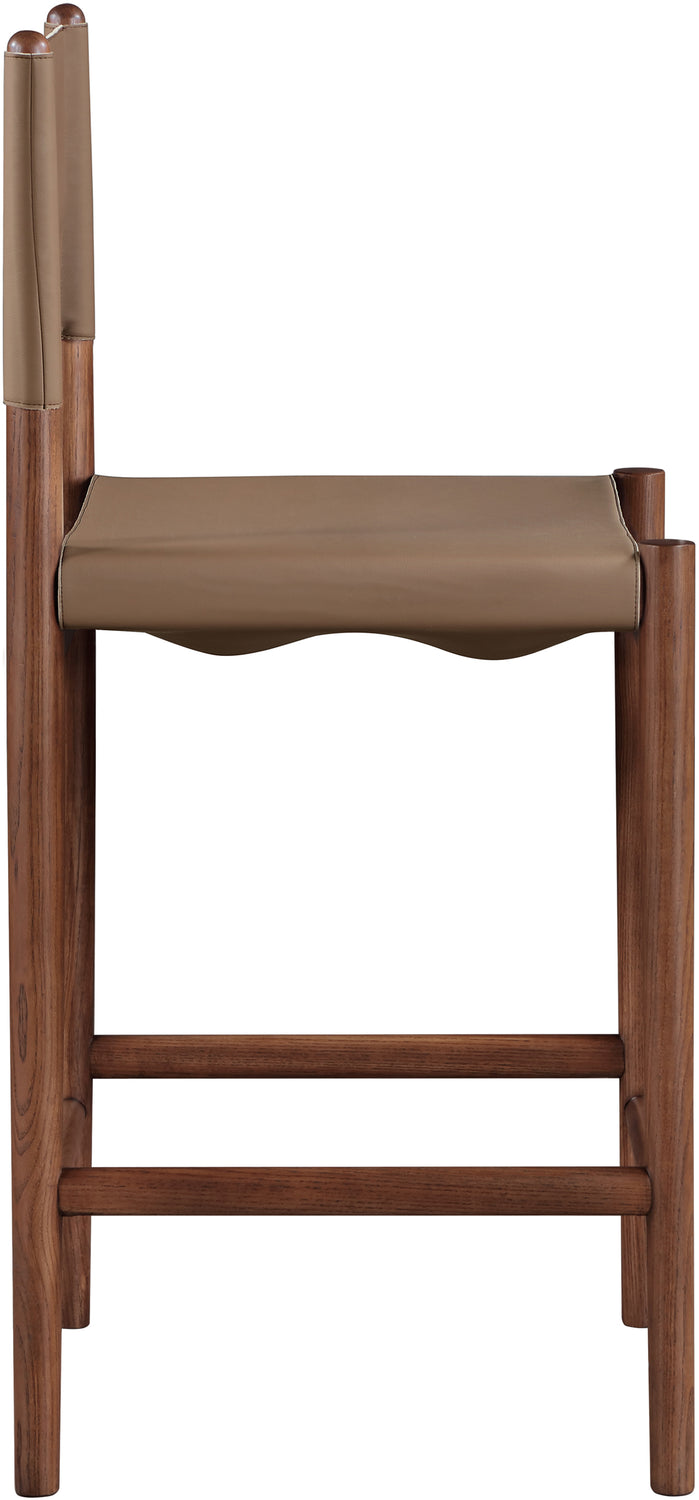 Rawlins Brown Vegan Leather Upholstered Counter Stool Set of 2