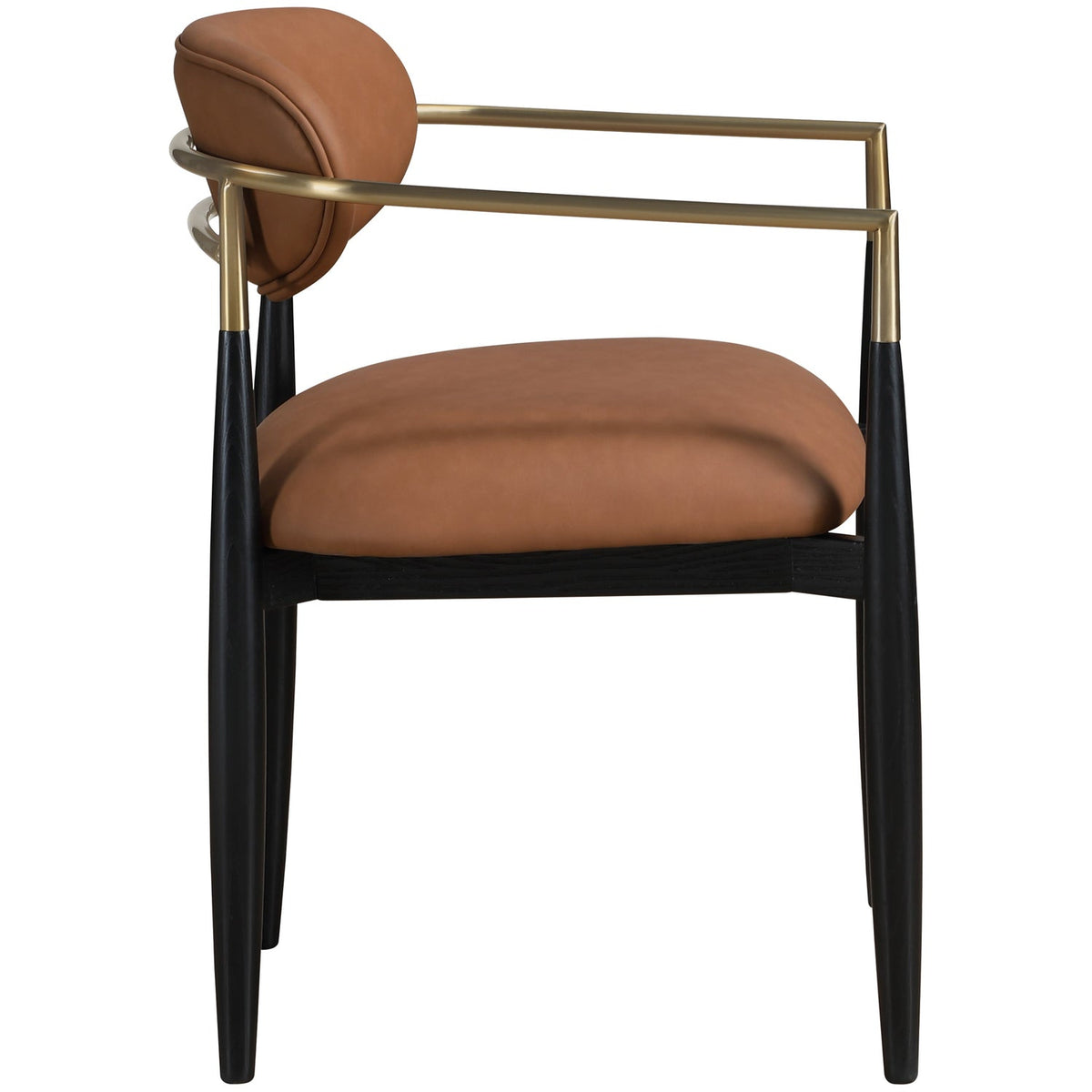 Riccio Cognac Vegan Leather Upholstered Dining Arm Chair Set of 2
