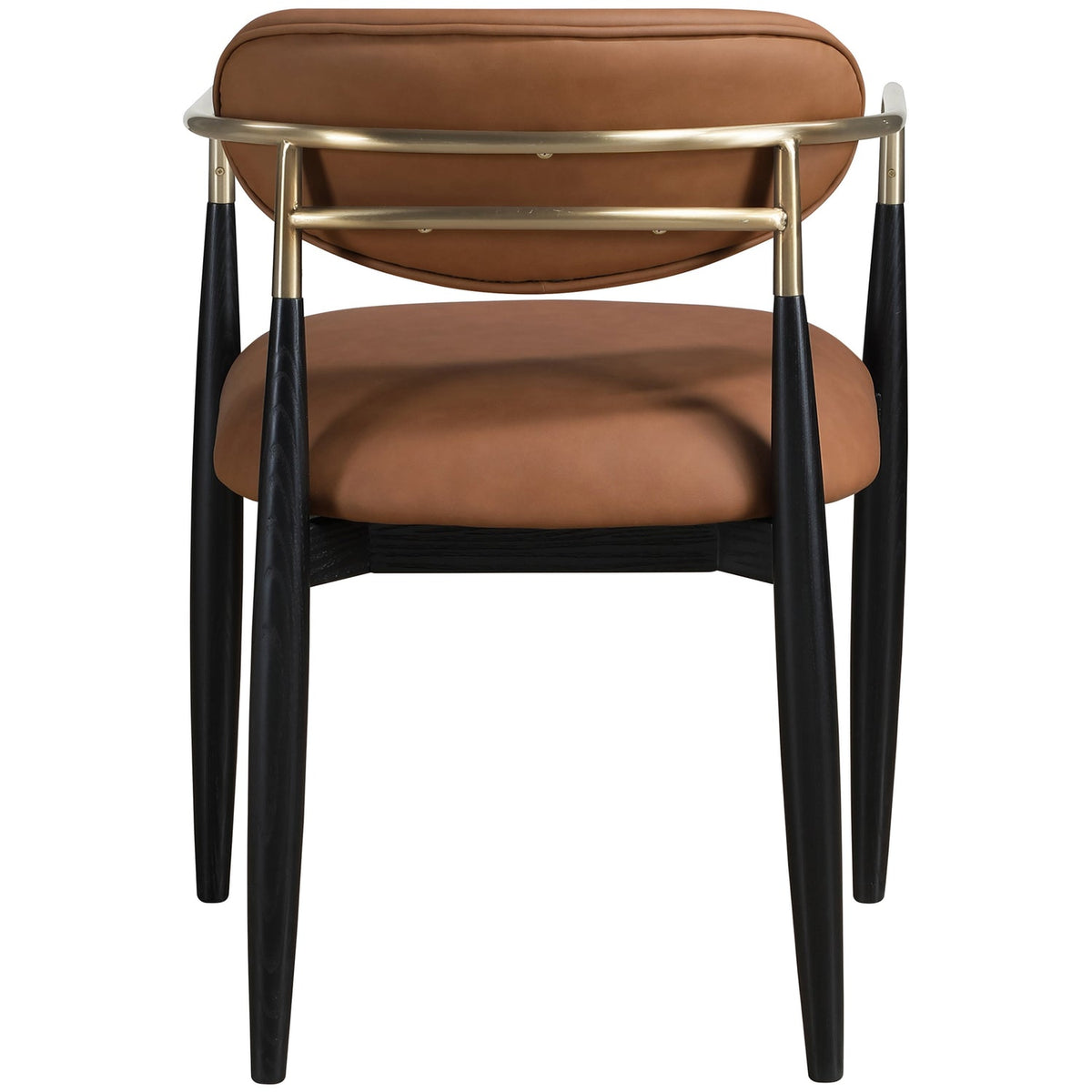 Riccio Cognac Vegan Leather Upholstered Dining Arm Chair Set of 2