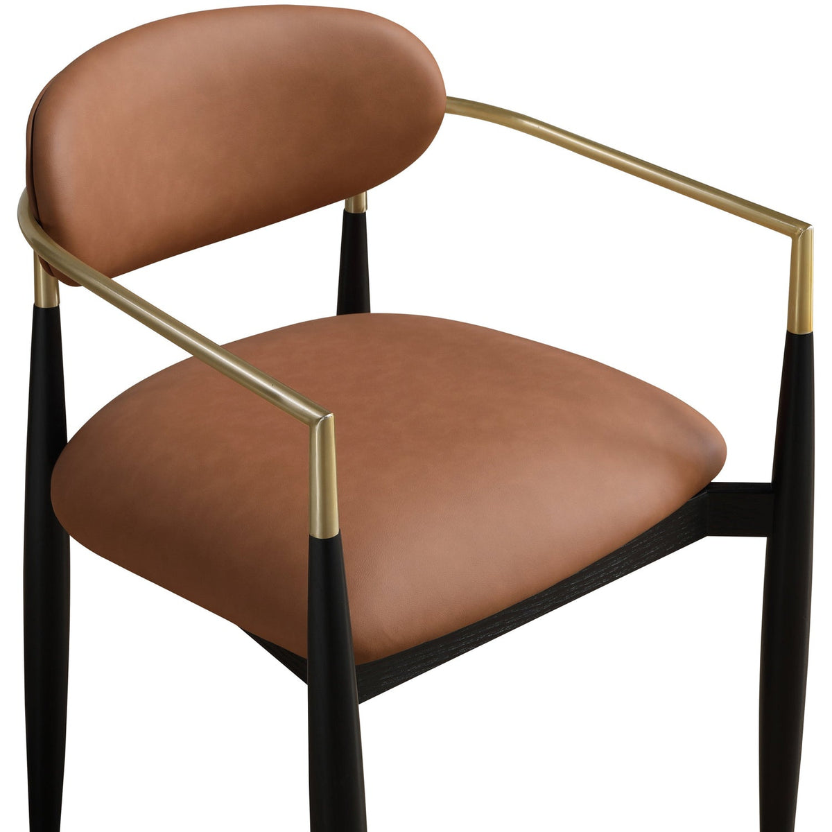 Riccio Cognac Vegan Leather Upholstered Dining Arm Chair Set of 2