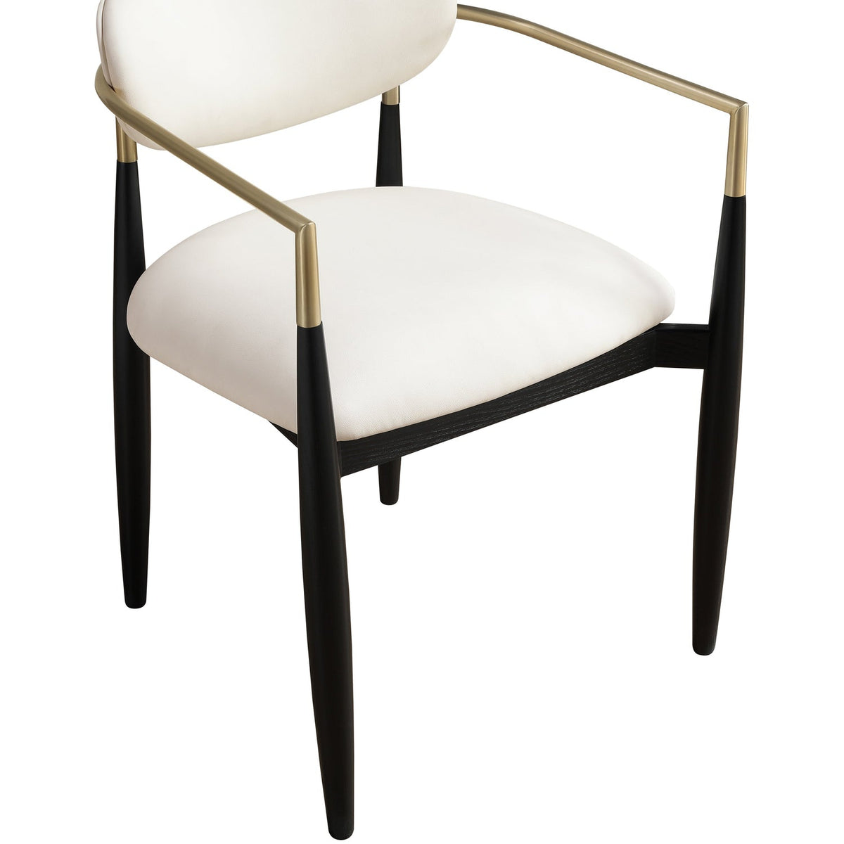 Riccio Cream Vegan Leather Upholstered Dining Arm Chair Set of 2