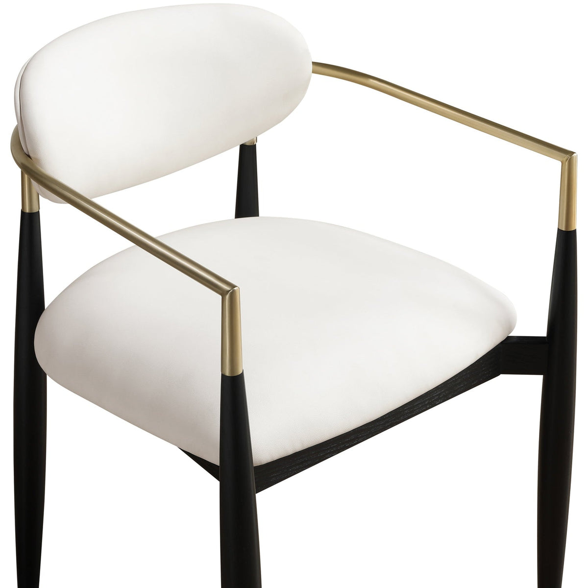 Riccio Cream Vegan Leather Upholstered Dining Arm Chair Set of 2