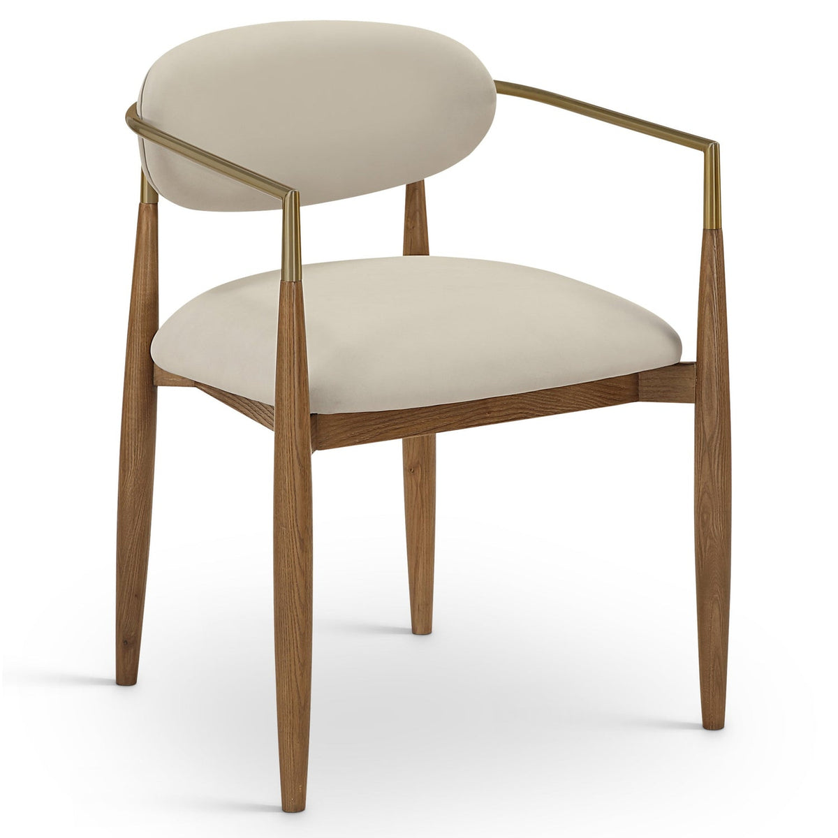 Riccio Beige Vegan Leather Upholstered Dining Arm Chair, Set of 2 in beige vegan leather, primary product view