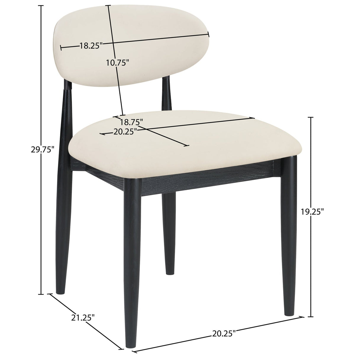 Riccio Cream Vegan Leather Upholstered Dining Side Chair Set of 2