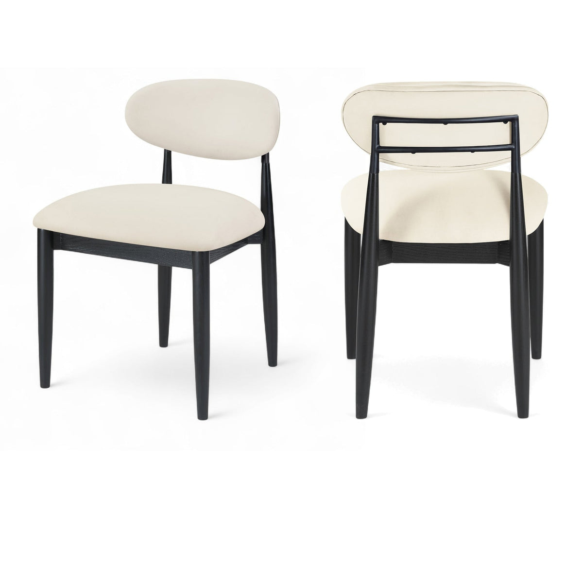 Riccio Cream Vegan Leather Upholstered Dining Side Chair Set of 2