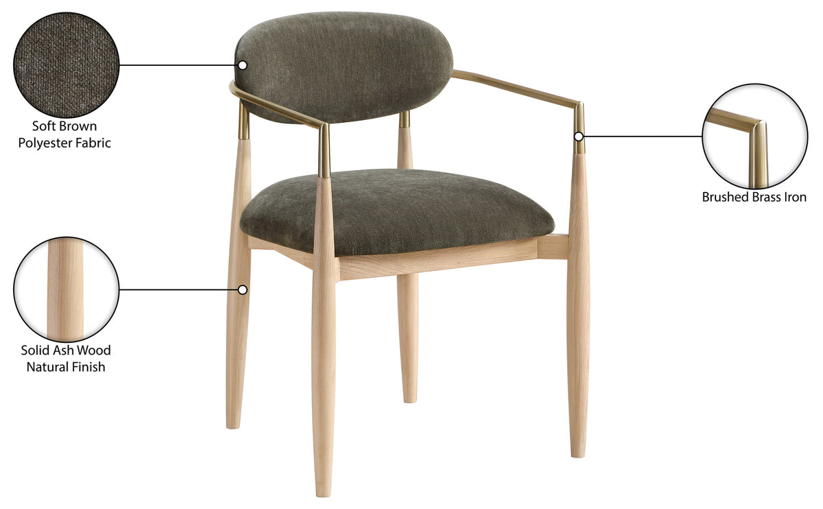 Riccio Brown Performance Fabric Upholstered Dining Arm Chair Set of 2