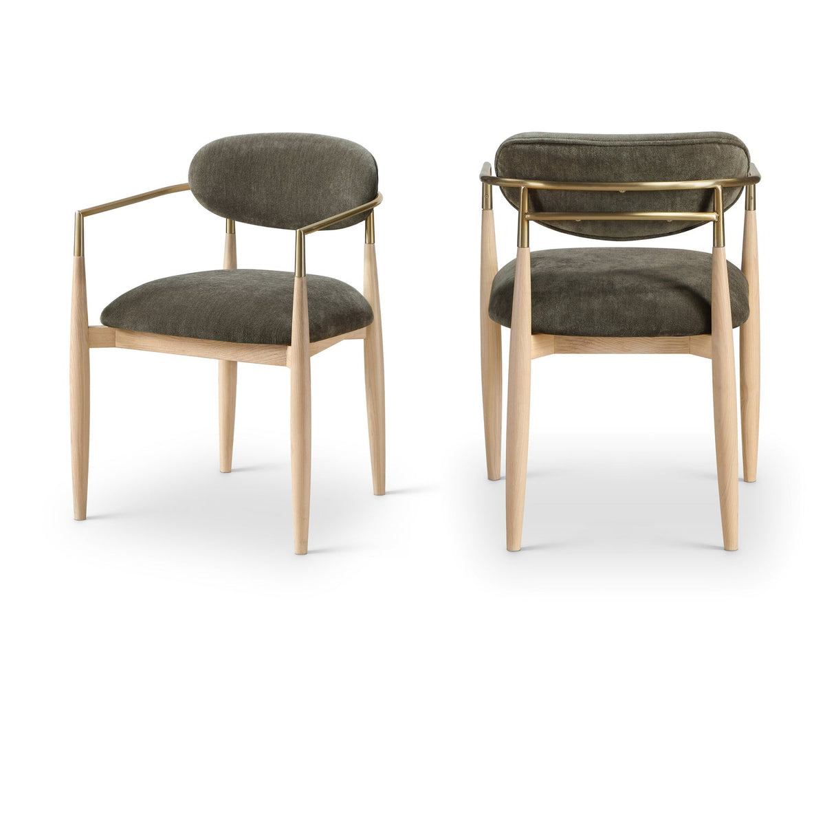 Riccio Brown Performance Fabric Upholstered Dining Arm Chair Set of 2