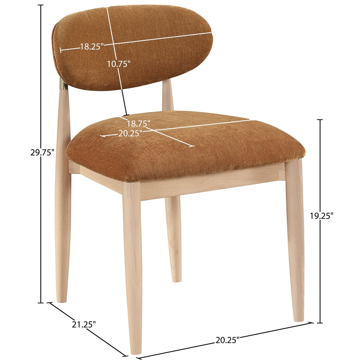 Riccio Cognac Performance Fabric Upholstered Dining Side Chair Set of 2