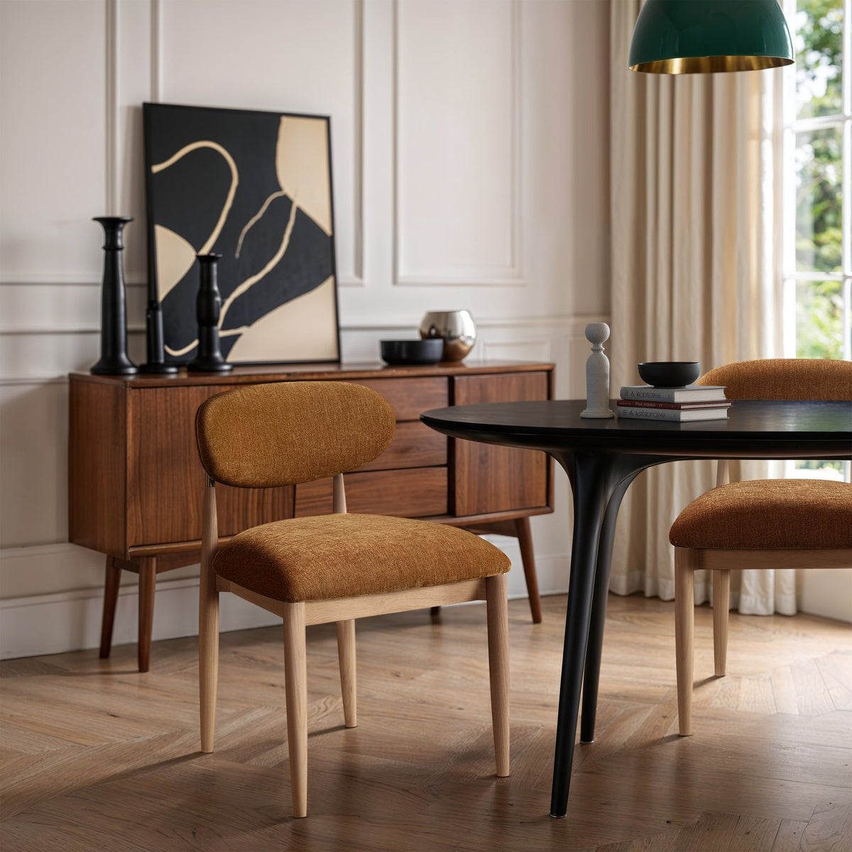 Riccio Cognac Performance Fabric Upholstered Dining Side Chair Set of 2